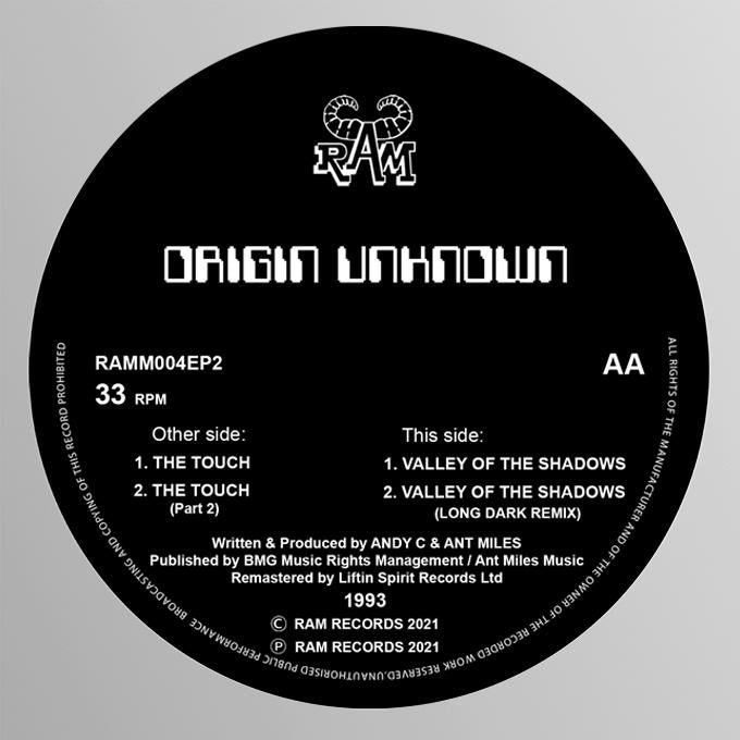 Origin Unknown - The Touch / Valley of the Shadows - Ram Records