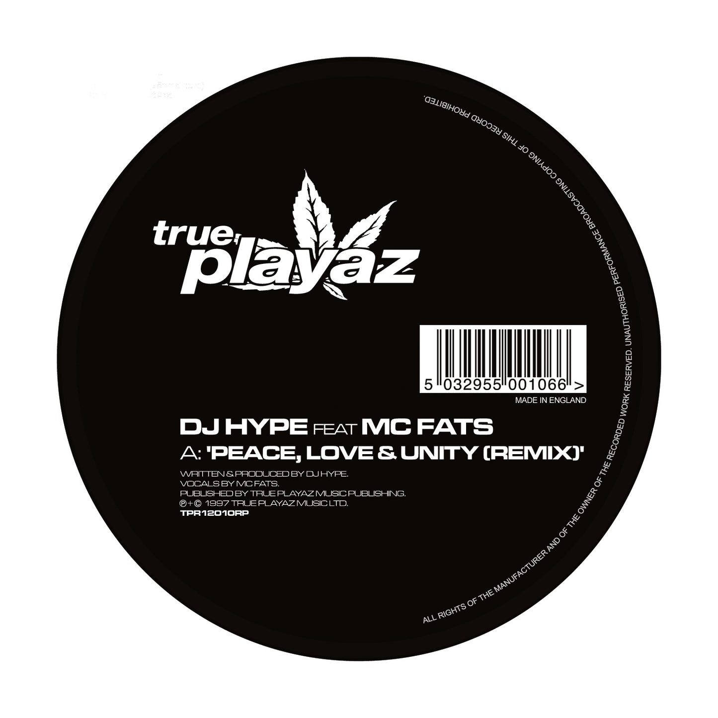 DJ Hype Featuring MC Fats - Peace, Love & Unity (Remix) / Jump - 12” Vinyl