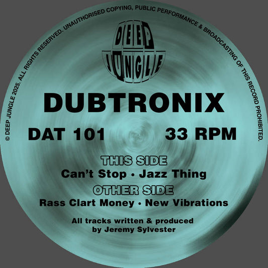 Dubtronix – Rass Clart Money EP, Deep Jungle DAT101, record label showing the four tracks