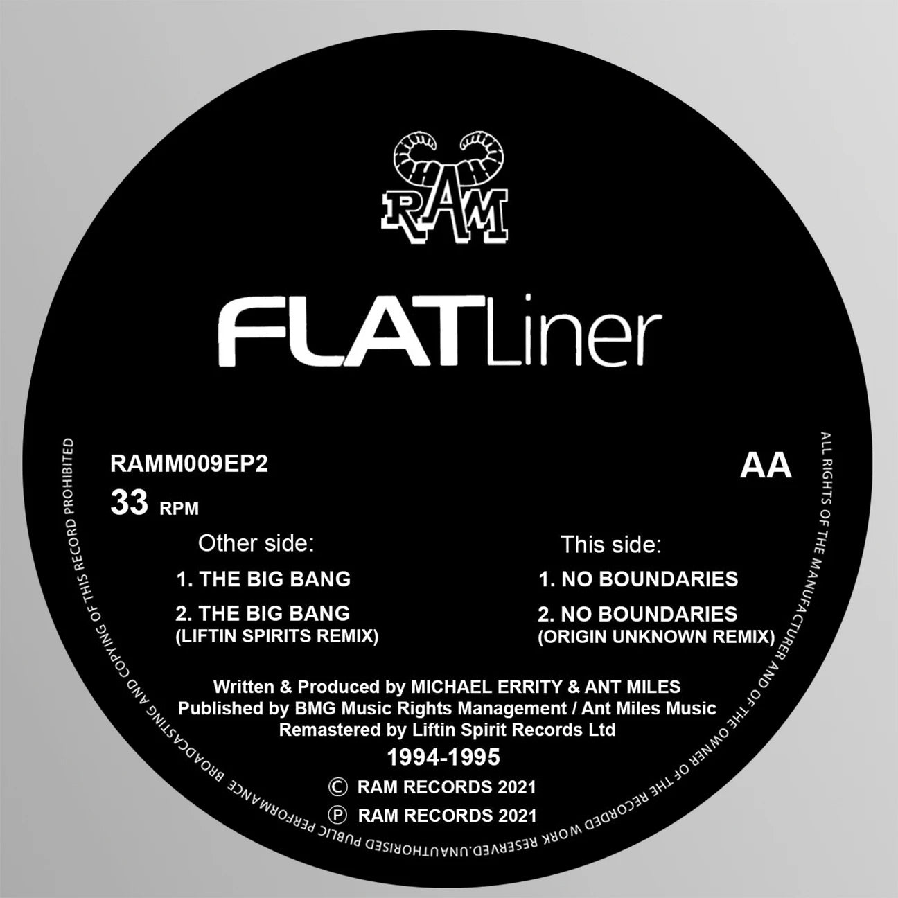 Flatliner - The Big Bang / No Boundaries - Ram Records